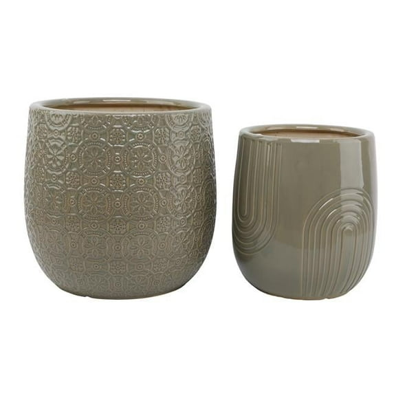 Flora Bunda 14.5" & 11"  Outdoors Catherdal Ceramic Pot,Set Of 2