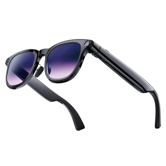 Smart Glasses with Bluetooth and Camera,AILKIN 10H Playtime 8MP HD Voice Assistant 1080P Video Recording Real Time Translation,3 Replaceable Lenses Polarized Sunglasses AI Smart Glasses
