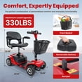 thumbnail image 2 of SACVON 4 Wheel Mobility Scooter for Seniors, 330 lbs Heavy Duty Electric Powered Scooter with 15 Miles Long Range, Swivel Seat & Removable Basket for Travel and Grocery Shopping, Red, 2 of 10