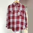 thumbnail image 7 of Shadoumai Women Plaid Shirt Jacket Seams Raw Edge Washed Oversized Shirt Jacket With Pockets Flannel Button Down Long Sleeve, 7 of 7
