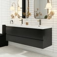 thumbnail image 2 of Angela 48" Wall-Mounted Double Sink Bathroom Vanity in Matte Black with White Basin, 2 of 13