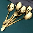 thumbnail image 7 of Gold Serving Spoons 6 Pieces, Stainless Steel Utensils with Mirror Polished,3 Spoon and 3 Slotted, 7 of 7