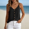thumbnail image 2 of Fewfanhot Women's Linen Blend Button Front Cami Top, V-Neck Spaghetti Strap Casual Tank, Loose Fit Summer Camisole with Buttons, S-3XL, 2 of 7