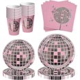 thumbnail image 1 of 100Pcs Disco Party Decorations Disco Tableware, Disco Plates Napkins Cups 80s 90s Party Plates Napkins Cups Pink Disposable Dinnerware, 1 of 4