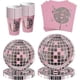 thumbnail image 1 of 100 piezas de decoración para fiestas disco, vajilla disco, platos, servilletas y vasos para fiestas de los años 80 y 90, vajilla desechable rosa., 1 of 4