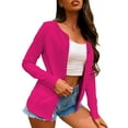 thumbnail image 3 of Baqcunre Sweaters For Women Ladies Button Round Neck Long Sleeve Soft Knitted Cardigan Sweater Women Womens Tops Cardigan For Women Hot Pink S, 3 of 3