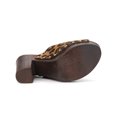 thumbnail image 5 of BLISSFUL STEP Women's Shoes Platform Chunky Heels Open Toe Rivet Faux Suede Slides Sandals Leopard 8, 5 of 7