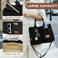 thumbnail image 3 of Canvas Tote Bag for Women, Crossbody Canvas Bag with Multi-Pocket, Purses Everything Shoulder Tote Bag Everyday Satchel Handbags Messenger Gym Totes, Black, 3 of 7