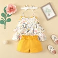 thumbnail image 5 of UAYOTSE Toddler Girls Summer 2 Piece Set Ruffle Sleeveless Cotton Linen Tank and Shorts,12-18 Months Yellow, 5 of 9