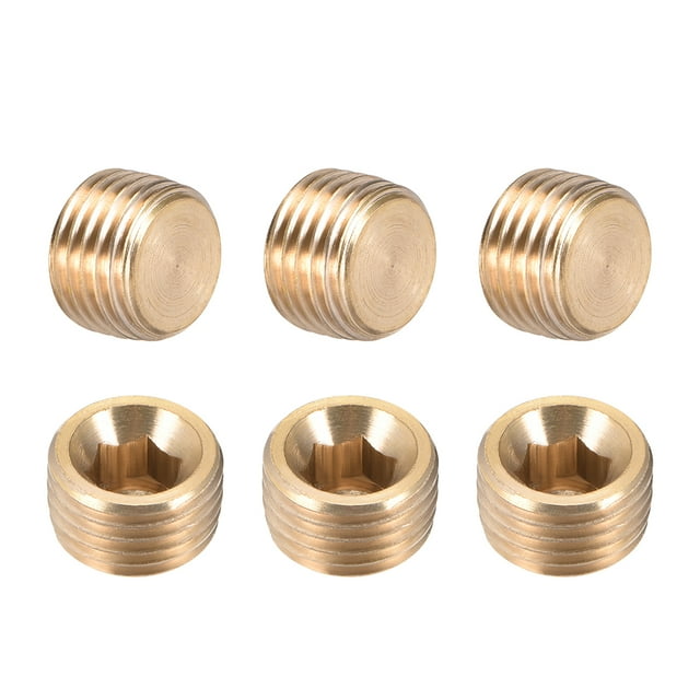 Conector de tubería de latón Unique Bargains, tapón ciego hexagonal, 1/8 pulgada G macho, 10 piezas, G1/4 6