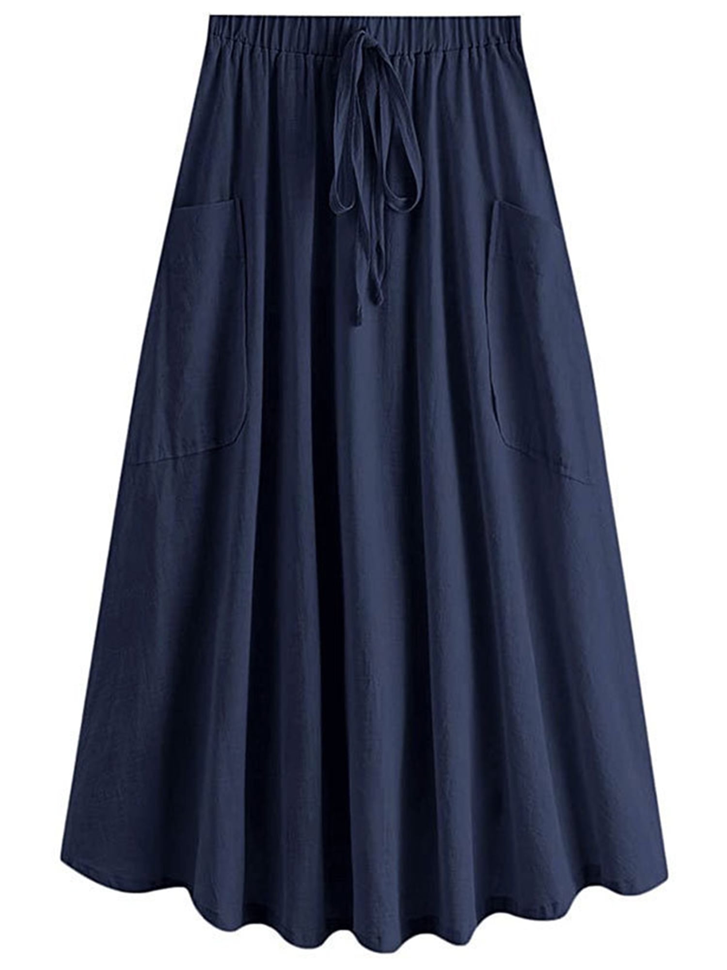 Capreze Women Boho High Waist A-line Flowy Long Midi Skirt with Pockets ...