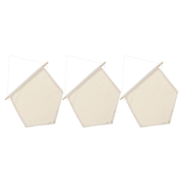 CATIEBYE 3Pcs Large Beige Canvas Banner Wall Hanging with Rope for Home Decor and Pin Display Organizer