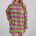 thumbnail image 2 of 2 Picec of Outfit Sets for Womens Fashion Plus Size Summer and Autumn Striped Knitted Long Sleeved Round Neck Top Pants Set, 2 of 6