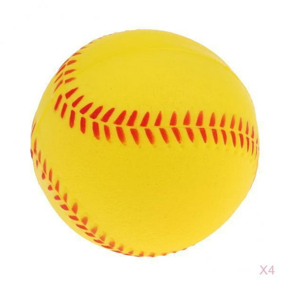 4x Exercice Batting Pratique Baseball Balle Molle Rebondissement Balles Jaune