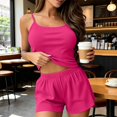 thumbnail image 4 of Ninixx Cami Pajama Sets for Women 2 Piece Cute Ribbed Pjs Soft Sleeveless Camisole Tops and Shorts Lounge Sleepwear Set, 4 of 6