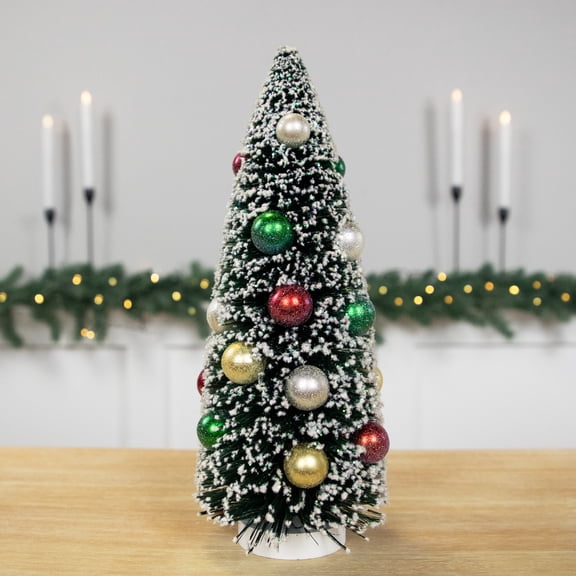 Northlight Frosted and Glittered Sisal Tree with Ornaments Christmas Decoration - 12"