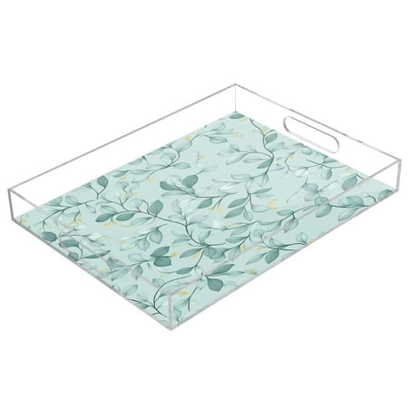 

Clear Acrylic Tray Water Cup Tray Teacup Jewelry Storage Tray for Serving and Home Decor Seamless Green Leaf