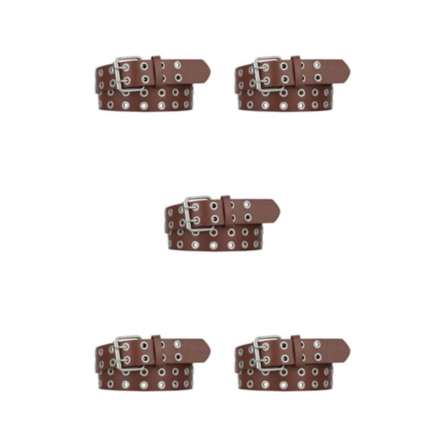Langgg Ceinture Punk Boucle All Trend All Match pour Jeans Femmes Ceinture Intemporelle Résistante à l'Usure Épingle Café 110cm 5Set