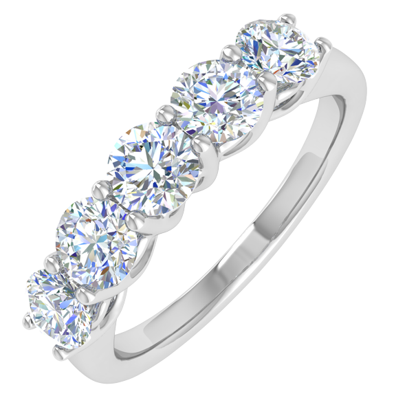 1 Carat (ctw) 5-Stone Diamond Wedding Band Ring in 10K White Gold (Ring Size 10.75)