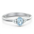 thumbnail image 1 of Birthstone Oval Ring with Shoulder Accents - Aquamarine (March), 1 of 5