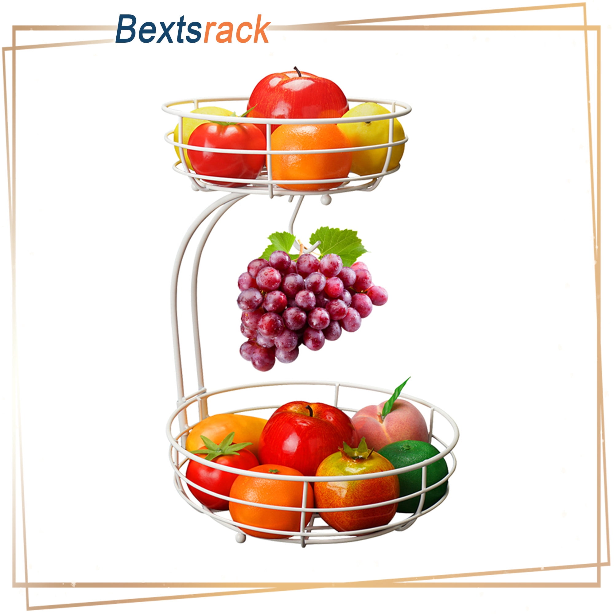 Fruit Basket Bowl, Bextsrack 2Tier Countertop Fruit Storage Basket
