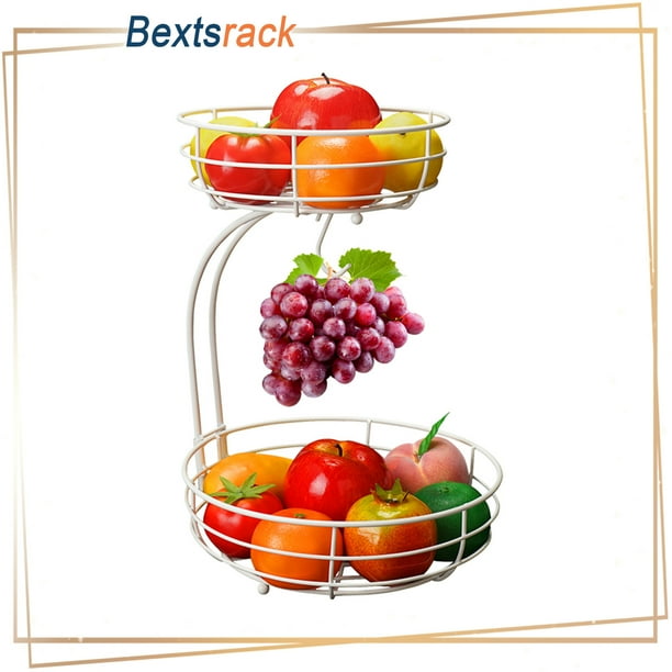 Fruit Basket Bowl, Bextsrack 2Tier Countertop Fruit Storage Basket with Banana Hanger for