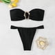 thumbnail image 1 of Trajes de baño Amzcrzy Tankini para mujer, bikini de control de abdomen para mujer, cintura alta, ajuste de cordón, bikinis, traje de baño fruncido, conjunto dividido, negro, M, 1 of 7