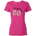 thumbnail image 3 of Inktastic Happy 80th Birthday with Roses Women's T-Shirt, 3 of 5