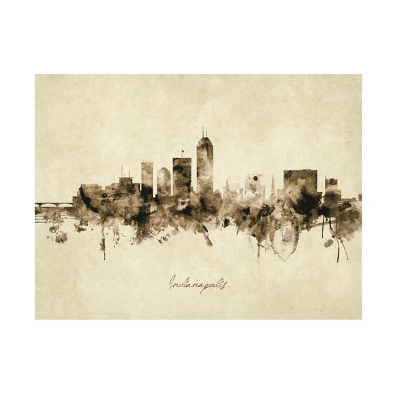 Michael Tompsett 'Indianapolis Indiana Skyline Vintage' Canvas Art