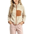 thumbnail image 2 of Fleece Jacket for Girls Colorblock Zip Up Coat Soft Stand Collar Winter Outerwear, 2 of 6