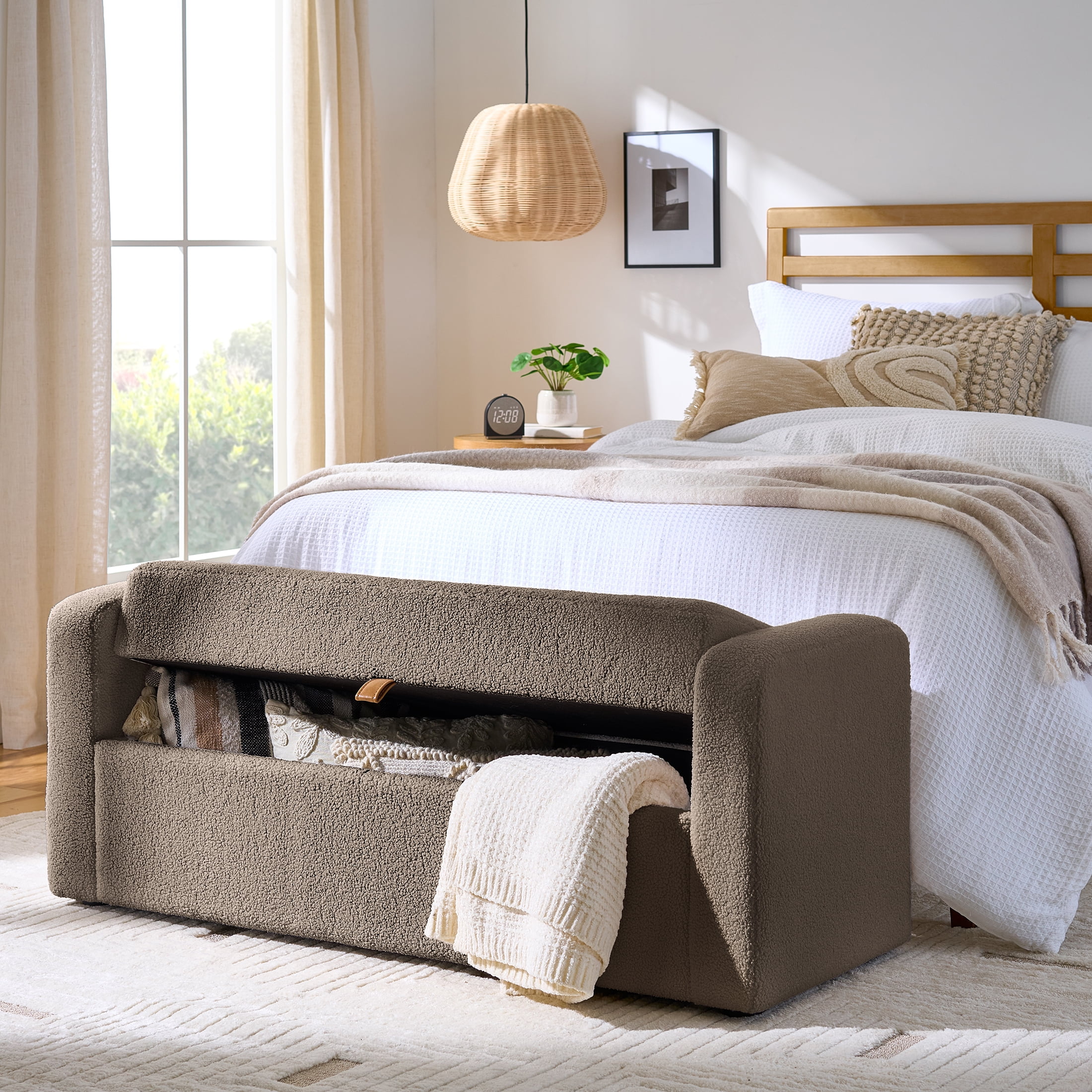 Better Homes & Gardens Springwood 55.12" Storage Bench, Truffle Brown