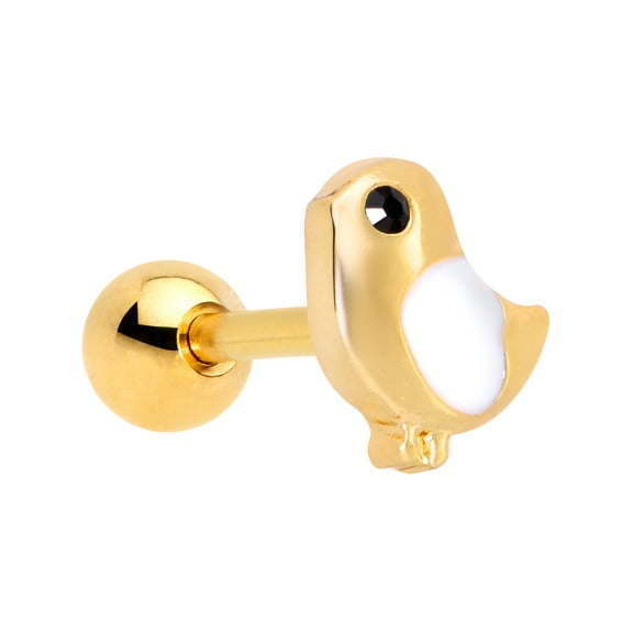 Body Candy 16G Womens PVD Steel Black Accent Baby Bird Chick Cartilage Earring Helix Tragus Jewelry 1/4"