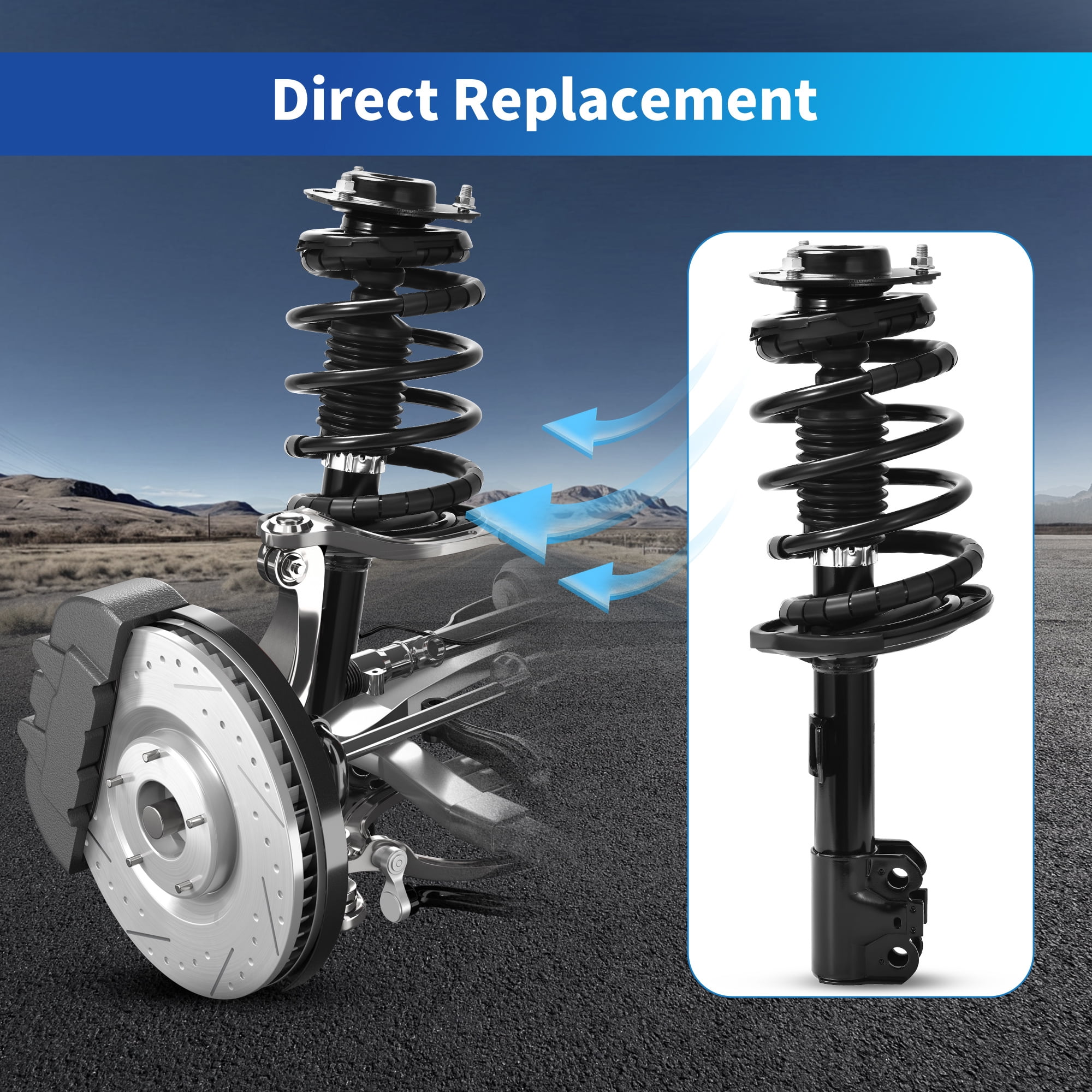 LEDKINGDOMUS Front Complete Strut Assembly with Coil Spring for 2007-2009 Lexus ES350 2006-2012 Toyota Avalon 2007-2011 Camry 3.5L Quick Strut Replacement 272308 272307