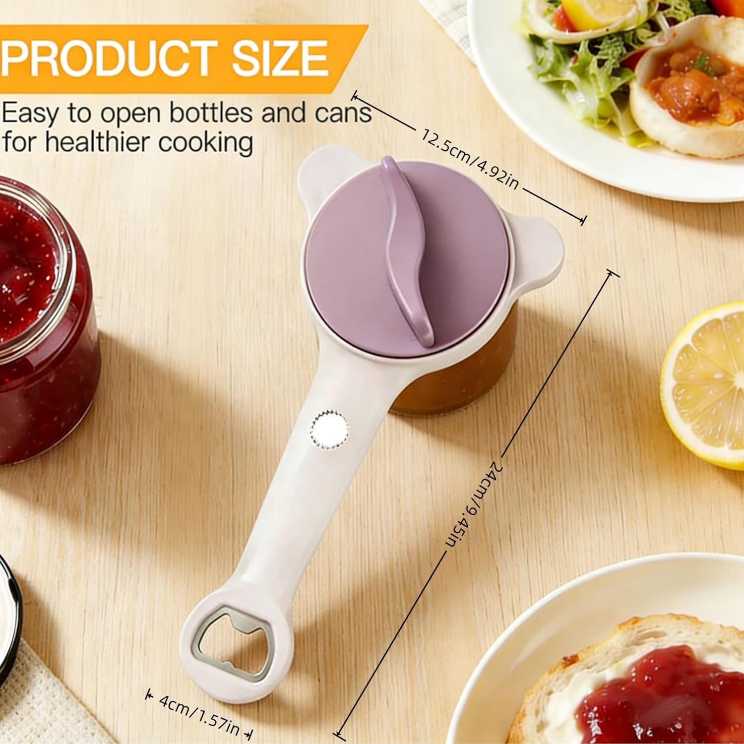 New 4-in-1 can opener, ergonomic adjustable stainless steel bottle cap opener, multifunctional telescopic can opener, suitable for opening various sauces, canned foods, and beer, 2-pack