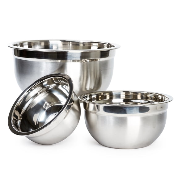 Lexi Home 3 Pc Large Stainless Steel Nested Mixing Bowls