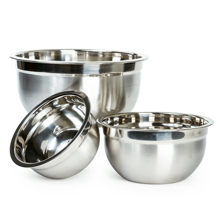 Lexi Home 3 Pc Large Stainless Steel Nested Mixing Bowls 