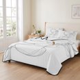 thumbnail image 2 of Twin XL Quilt Set 68''x98'', Modern White Lightweight Summer Bedspread Coverlet Set with 2 Pillow Shams, Minimalist Abstract Ribbon A Sketch Rt Breathable All Season Quilt Bedding for Dorm/Guest Room, 2 of 9