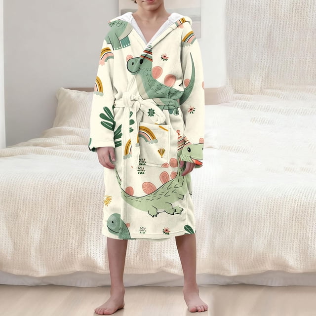 Ropa de cama Ropa infantil Albornoz grueso con capucha alargado Pijamas de terciopelo para niñas Camisón de poliéster para niñas