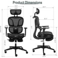 thumbnail image 2 of Hforesty Ergonomic Office Chair, High Back Mesh Computer Chair with Footrest, Coat Hanger, Dynamic Lumbar Support,Black, 2 of 9