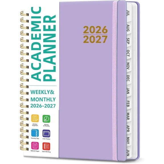 2026-2027 Monthly Planner, Jan 2026 - Dec 2027, Large Size (8.5" x 11"), Agenda, Calendar, 24 Month Tabs, Flexible Plastic Cover, 100 GSM Thick Paper,