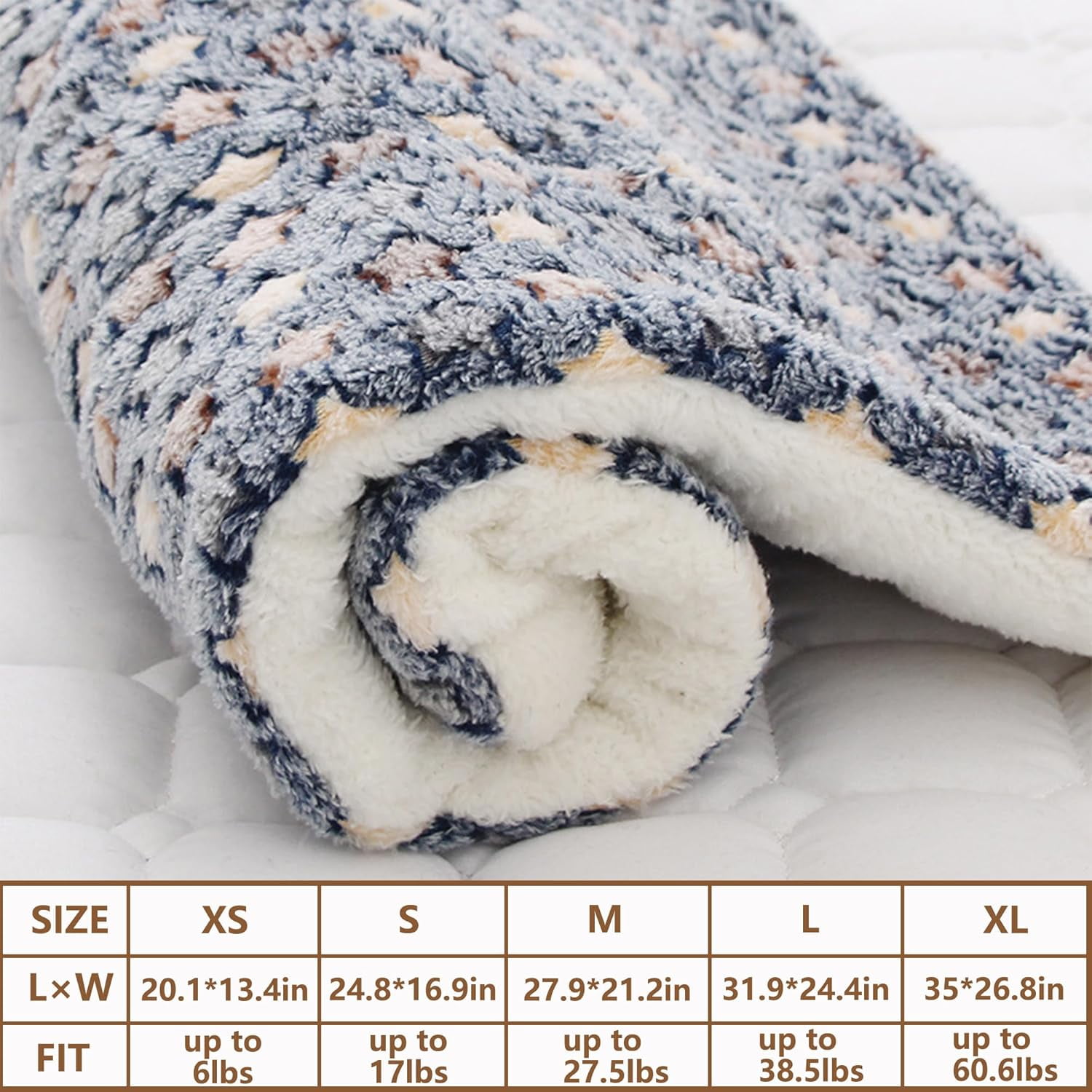 Cozy Calming Cat Blanket Dog Blanket: 5 Sizes Flannel Cloth Self Warming Cat Mat, Ultra Soft Pet Beds for Small Medium Large Pet Dogs, Reversible Fleece Dog Crate Kennel Mat Cat Bed Liner (C, XS)
