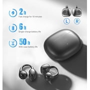 Clip on Earbuds Open Ear Wireless Bluetooth 5.4 Headphones with Mic,50H Play,Noise Cancelling,Waterproof,Sports Ear Buds,Lightweight Open Ear Headphones with C-Shaped Bridge,Workouts (Black)