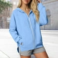thumbnail image 5 of UTSJKR Women Zip Up Hoodies Lightweight Raglan Sleeves Hooded Sweatshirt Oversized Side Split Hoodie Jacket with Pockets Sky Blue XXL, 5 of 6