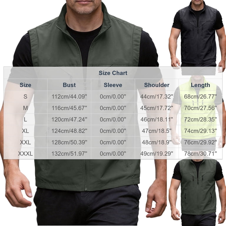 Iyufng Men's Stand Collar Sleeveless Utility Vest Full Zip Multi
