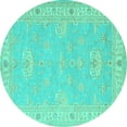thumbnail image 1 of Ahgly Company Indoor Round Oriental Turquoise Blue Traditional Area Rugs, 5' Round, 1 of 4