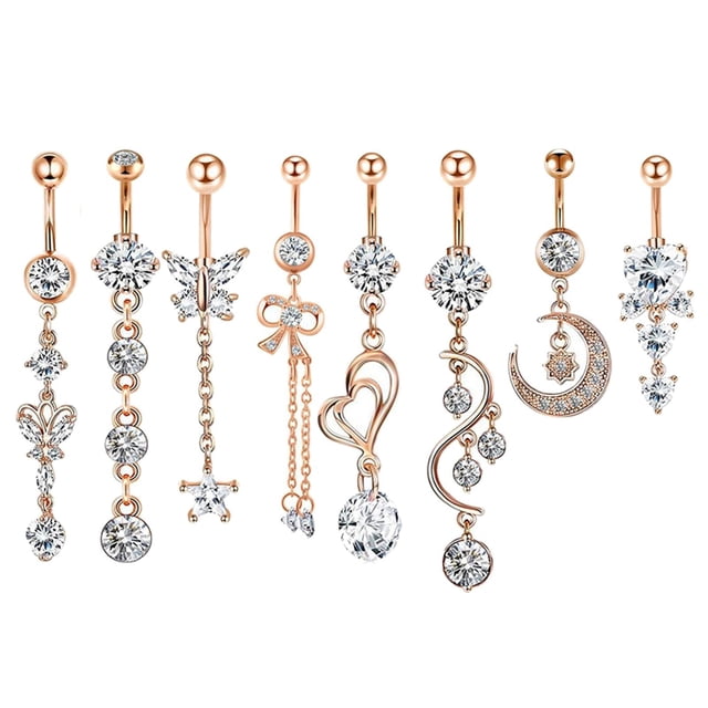 8 piezas de anillos para el ombligo, piercing para el cuerpo, joyería Fernando Anillos de ombligo