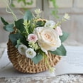 thumbnail image 3 of Artificial Small Wicker Basket with Ribbon Bow Handle, Flower Girl Baskets Empty Gift Basket Rattan Basket for Wedding Flower Basket, 3 of 8