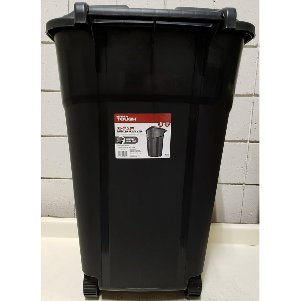 Hyper Tough 32 Gal Trash Can (Black) TI0060 Wheeled