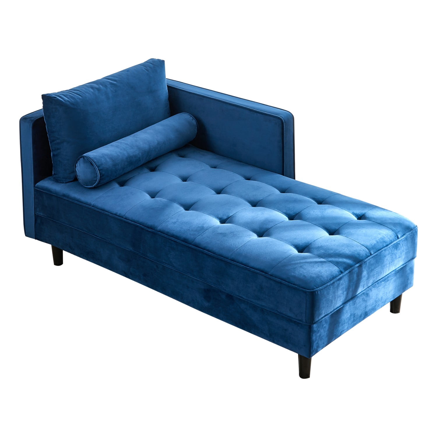 Gewnee Mid-Century Modern Chaise Velvet Lounge Couch Sofa with Pillow For Bedroom,Living Room,Department