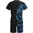 thumbnail image 4 of Honeeladyy Men's 2 Pieces Short Sets Cotton Henley Shirts Short Sleeve Casual Beach Shorts Summer Yoga Outfits #Vc-Black-M, 4 of 5